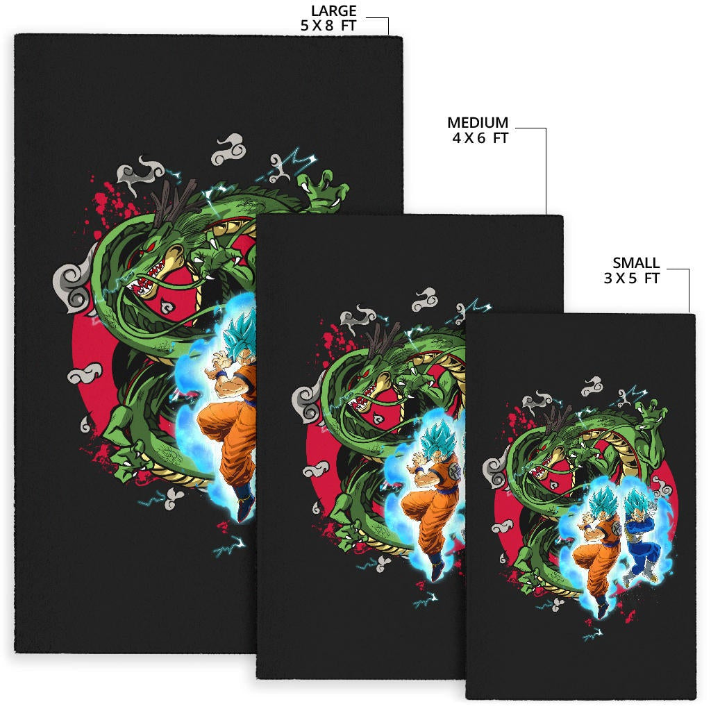 Dragon Ball Anime Area Rug - DB Goku Vegeta Blue Power Vapor With Shernon Dragon Rugs Home Decor