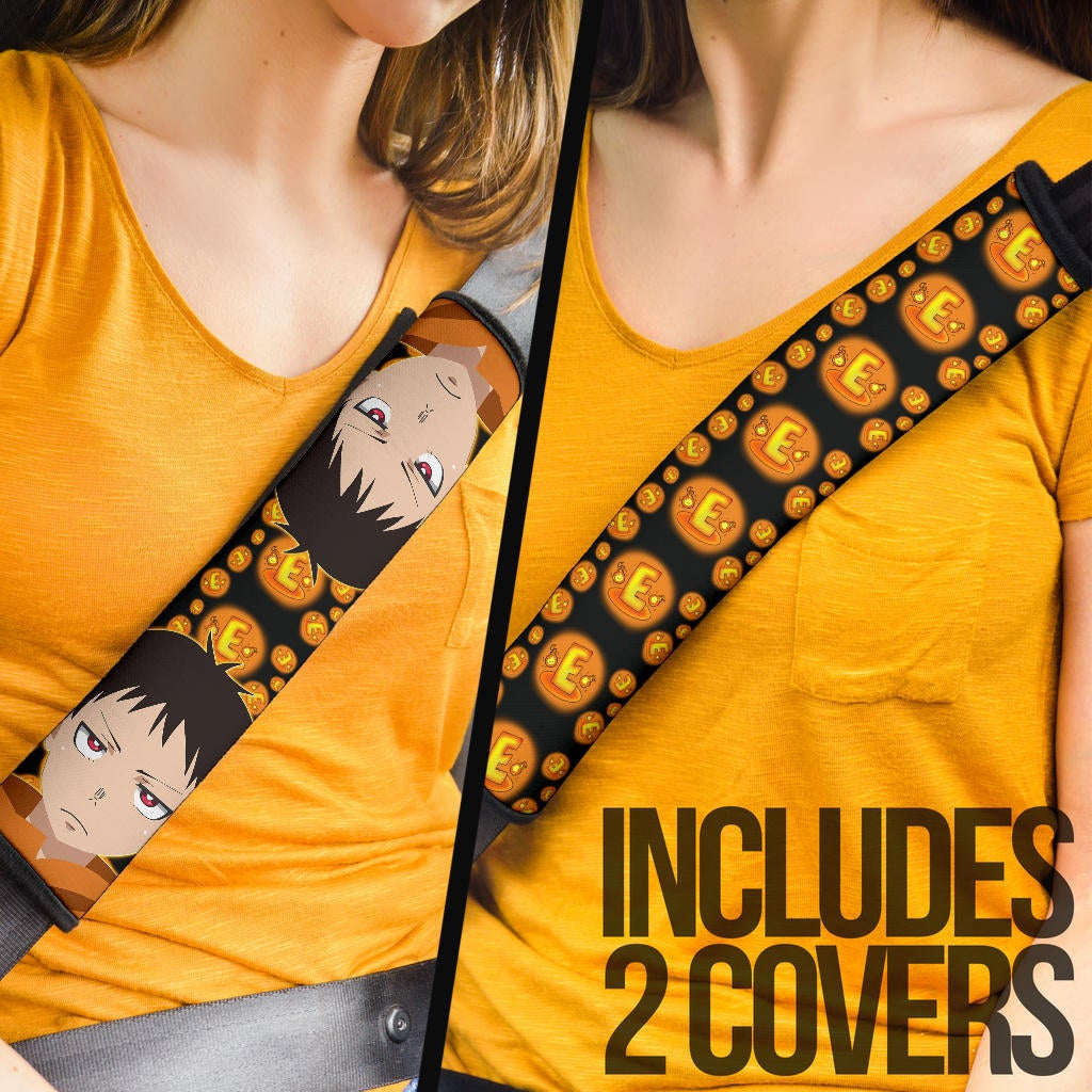 Fire Force Anime Seat Belt Covers Shinra Kusakabe Red Eye E Letter Fire Patterns Belt Covers