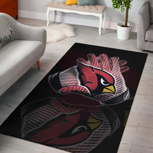 American Football Team Area Rug - Arizona Cardinals Head Artwork On Gloves Rugs Home Decor