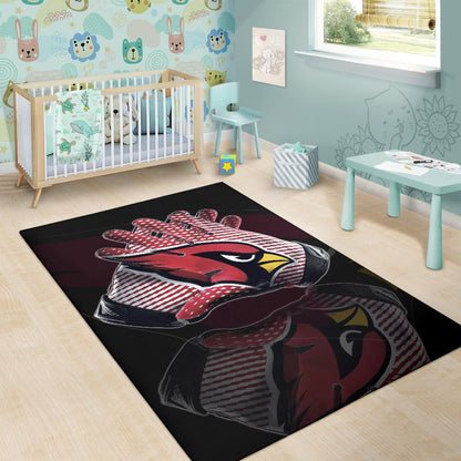 American Football Team Area Rug - Arizona Cardinals Head Artwork On Gloves Rugs Home Decor