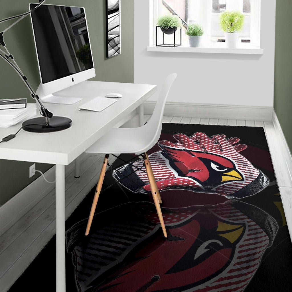 American Football Team Area Rug - Arizona Cardinals Head Artwork On Gloves Rugs Home Decor