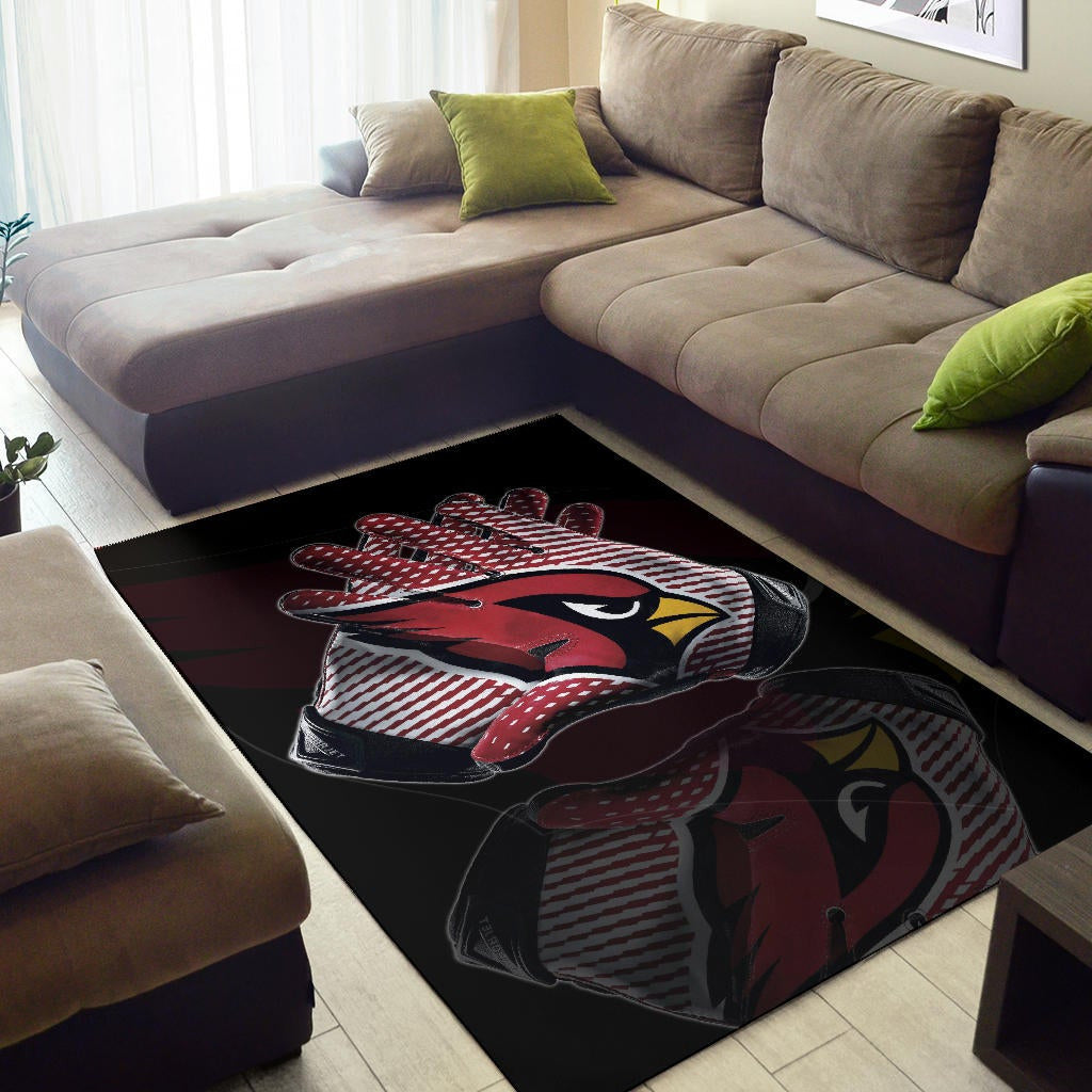 American Football Team Area Rug - Arizona Cardinals Head Artwork On Gloves Rugs Home Decor