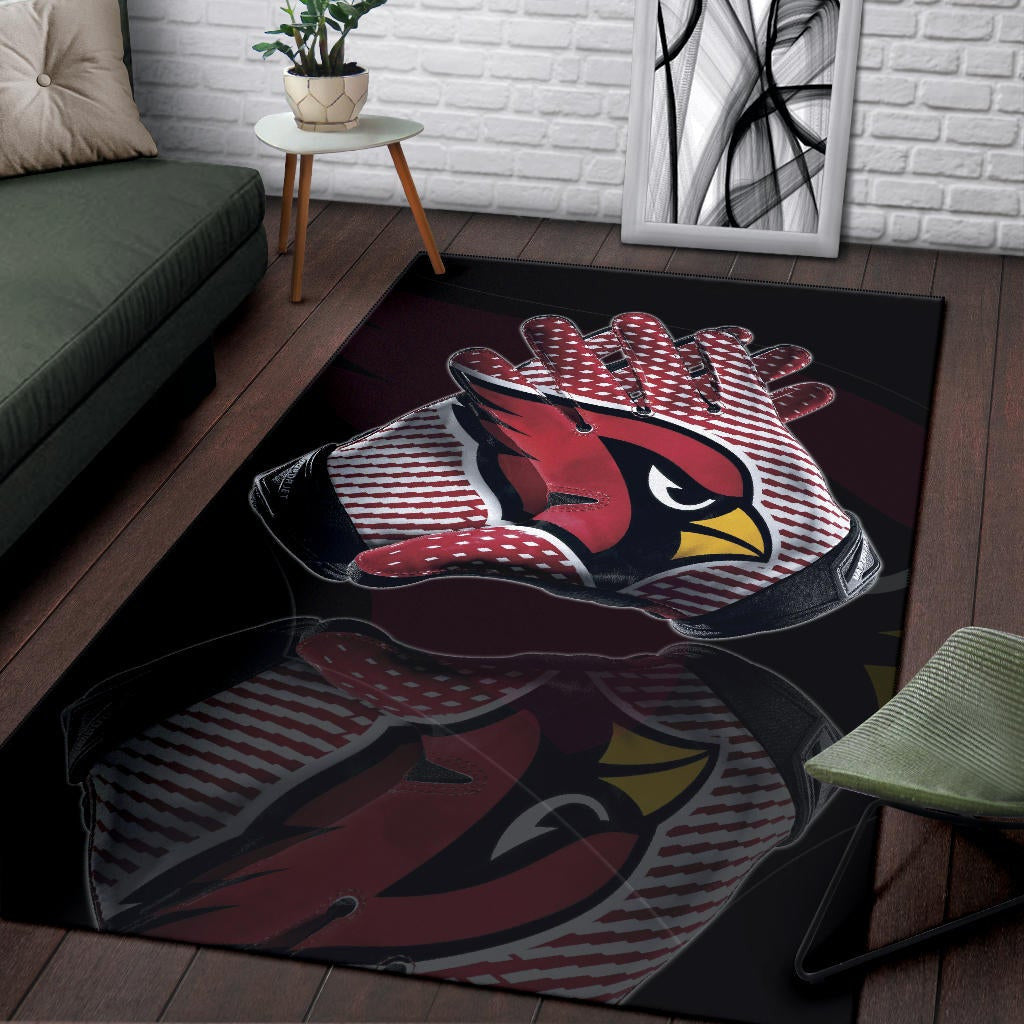 American Football Team Area Rug - Arizona Cardinals Head Artwork On Gloves Rugs Home Decor