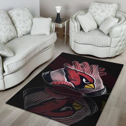 American Football Team Area Rug - Arizona Cardinals Head Artwork On Gloves Rugs Home Decor