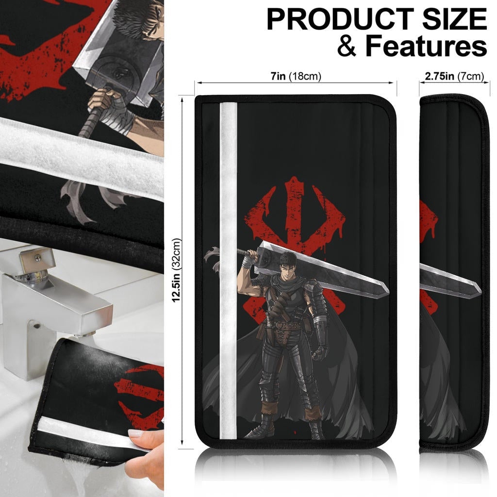 Berserk Anime Seat Belt Covers - Brave Guts With Sword Fighting Belt Covers