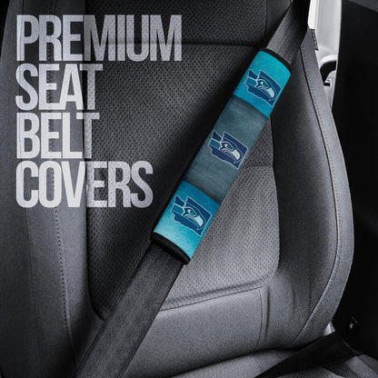 American Football Team Seat Belt Covers - Seattle Seahawks On Blue Ocean Belt Covers