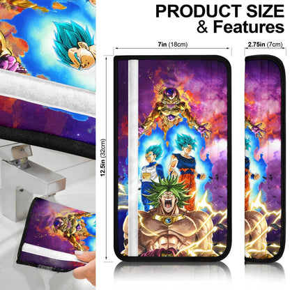 Dragon Ball Anime Seat Belt Covers - Giant Broly Super Power Lightning With Goku Vegeta Potara Belt Covers