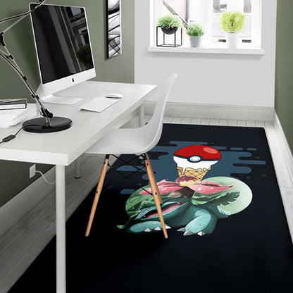 Pokemon Anime Area Rug Ice Cream Pokeball Melting Funny Venusaur Rugs Home Decor