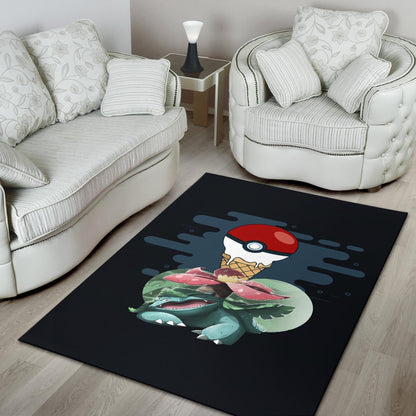 Pokemon Anime Area Rug Ice Cream Pokeball Melting Funny Venusaur Rugs Home Decor
