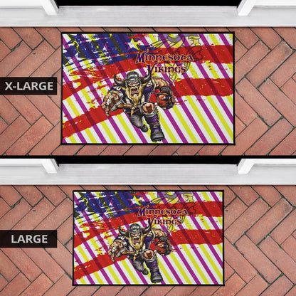Minnesota Vikings American Football Team Door Mat Giant Viking Holding Rugby Running On Painting Flag Door Mat Home Decor