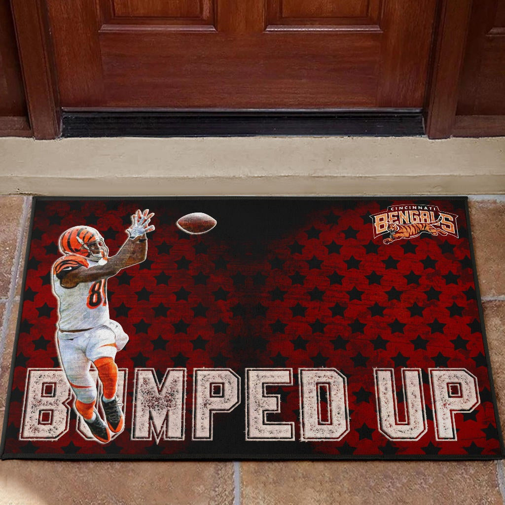 Cincinnati Bengals American Football Team Door Mat Jerome Simpson Running For Rugby Ball And Bumped Up Door Mat Home Decor