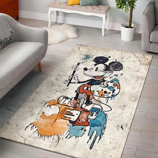 Disney Movies Rectangle Rug | Mickey Mouse Living Room Cartoon Floor Carpet