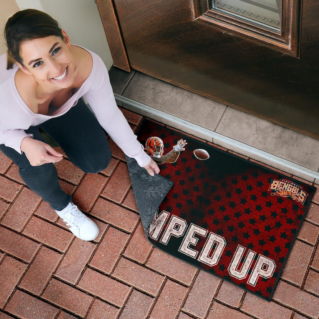 Cincinnati Bengals American Football Team Door Mat Jerome Simpson Running For Rugby Ball And Bumped Up Door Mat Home Decor