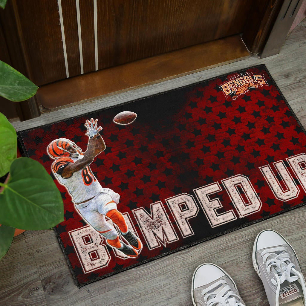 Cincinnati Bengals American Football Team Door Mat Jerome Simpson Running For Rugby Ball And Bumped Up Door Mat Home Decor
