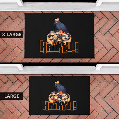 Haikyuu Anime Door Mat - Haikyuu Chibi Volleyball Team Members In Raven Nest Door Mat