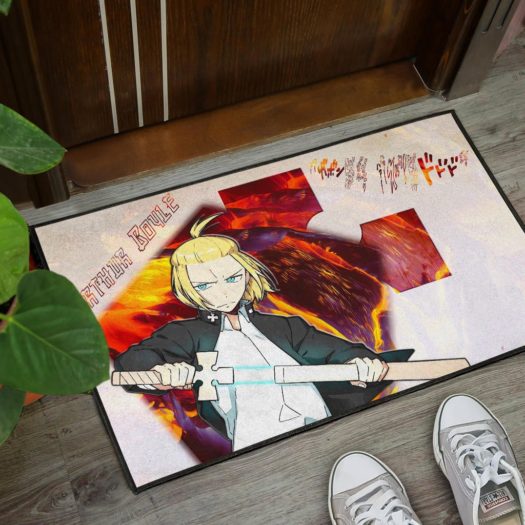 Fire Force Anime Door Mat Arthur Boyle Lighting Sword Fire Door Mat Home Decor