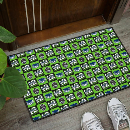 American Football Team Door Mat - Seattle Seahawks Go 12 Rugby Square Patterns Door Mat Home Decor