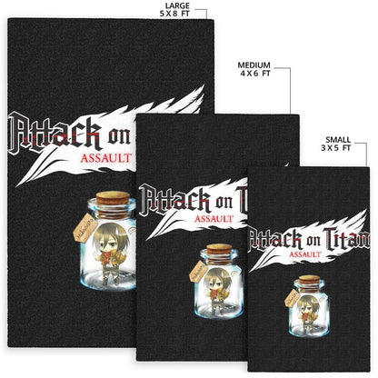 Attack On Titan Anime Area Rug - Mikasa Ackerman In Jar Bottle Trap Rugs Home Decor