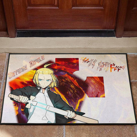 Fire Force Anime Door Mat Arthur Boyle Lighting Sword Fire Door Mat Home Decor
