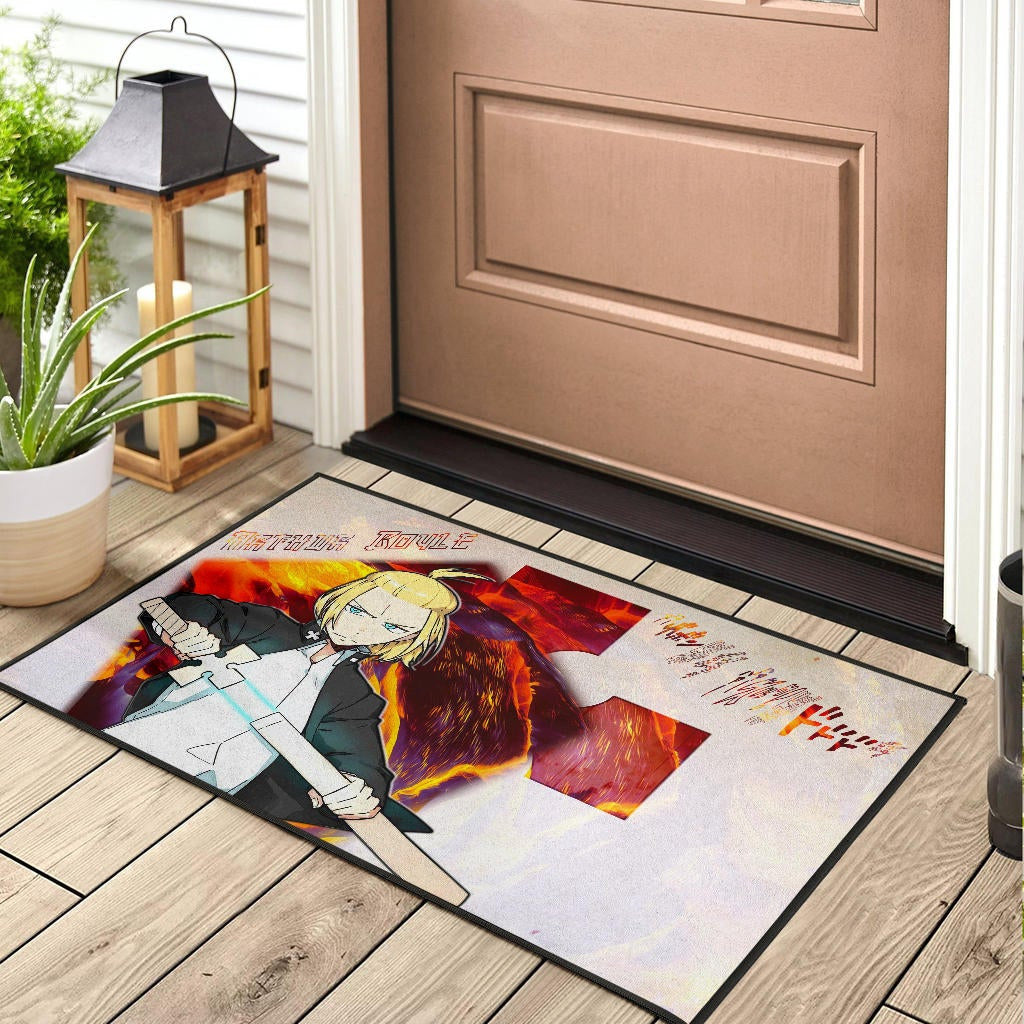 Fire Force Anime Door Mat Arthur Boyle Lighting Sword Fire Door Mat Home Decor