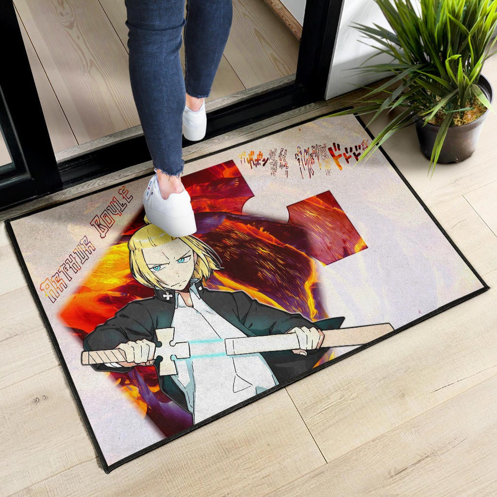 Fire Force Anime Door Mat Arthur Boyle Lighting Sword Fire Door Mat Home Decor