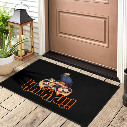 Haikyuu Anime Door Mat - Haikyuu Chibi Volleyball Team Members In Raven Nest Door Mat