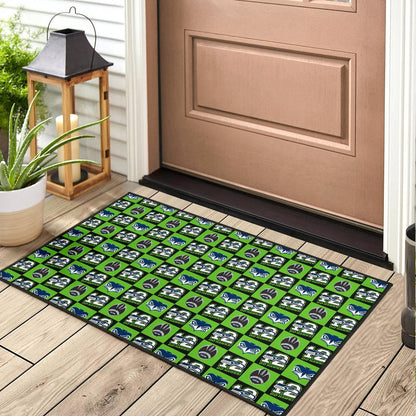 American Football Team Door Mat - Seattle Seahawks Go 12 Rugby Square Patterns Door Mat Home Decor