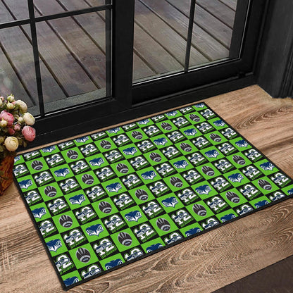American Football Team Door Mat - Seattle Seahawks Go 12 Rugby Square Patterns Door Mat Home Decor