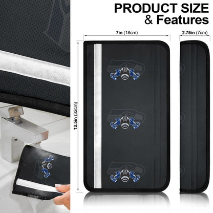 American Football Team Seat Belt Covers - Seattle Seahawks Head With Wings Rugby Balls Belt Covers