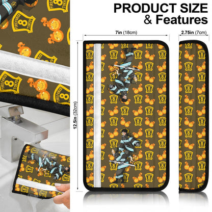Fire Force Anime Seat Belt Covers Shinra Kusakabe Silhouette Evil Smile In Fire Patterns Belt Covers