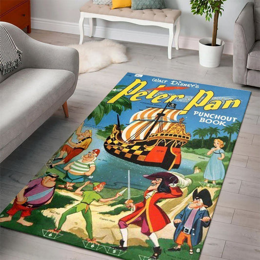 Disney Movies Rectangle Rug | Peter Pan Disney Living Room Cartoon Floor Carpet