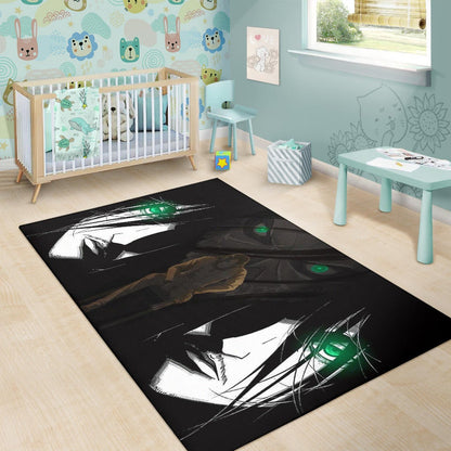 Attack On Titan Anime Area Rug - Eren The Titan Form With Green Eyes Artwork Rugs Home Decor