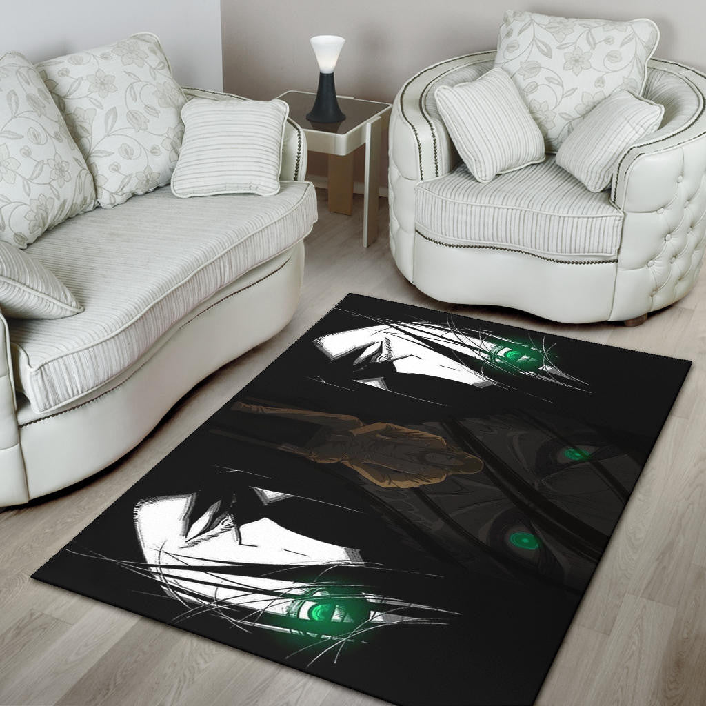 Attack On Titan Anime Area Rug - Eren The Titan Form With Green Eyes Artwork Rugs Home Decor