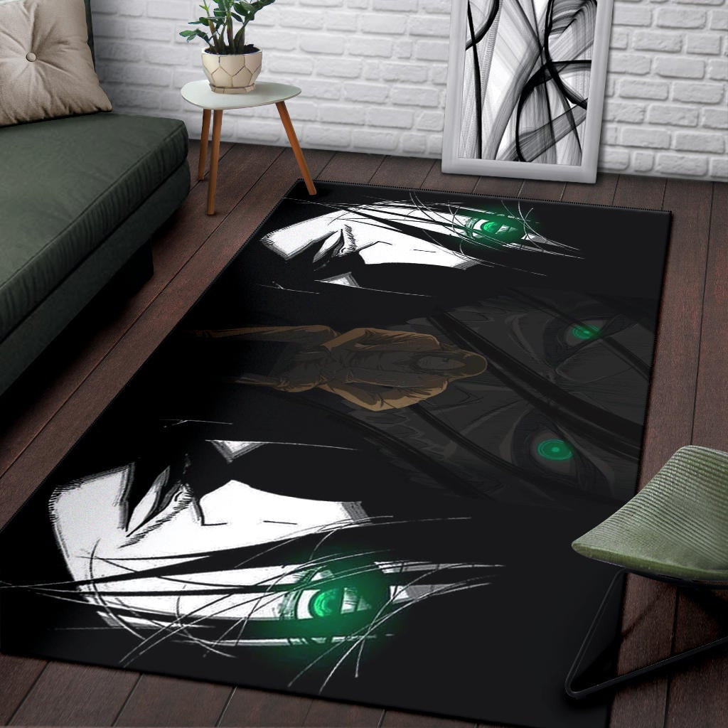 Attack On Titan Anime Area Rug - Eren The Titan Form With Green Eyes Artwork Rugs Home Decor
