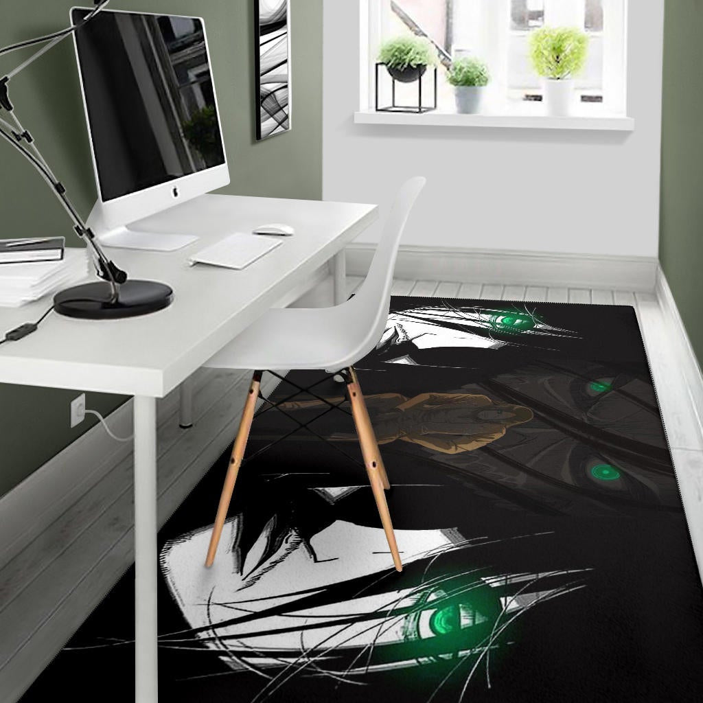 Attack On Titan Anime Area Rug - Eren The Titan Form With Green Eyes Artwork Rugs Home Decor