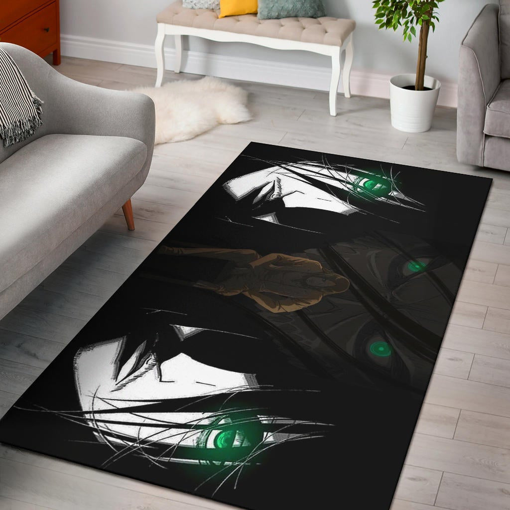 Attack On Titan Anime Area Rug - Eren The Titan Form With Green Eyes Artwork Rugs Home Decor