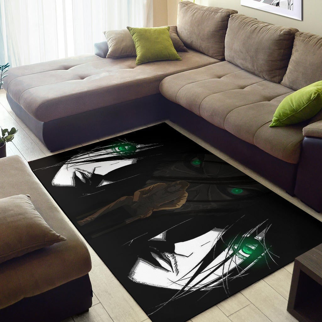 Attack On Titan Anime Area Rug - Eren The Titan Form With Green Eyes Artwork Rugs Home Decor