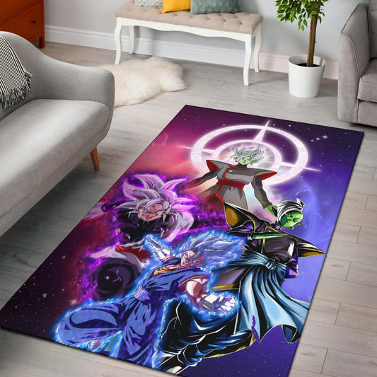 Dragon Ball Anime Area Rug - DB Super Saiyan Fighting Burst Limit Red And Blue Rugs Home Decor