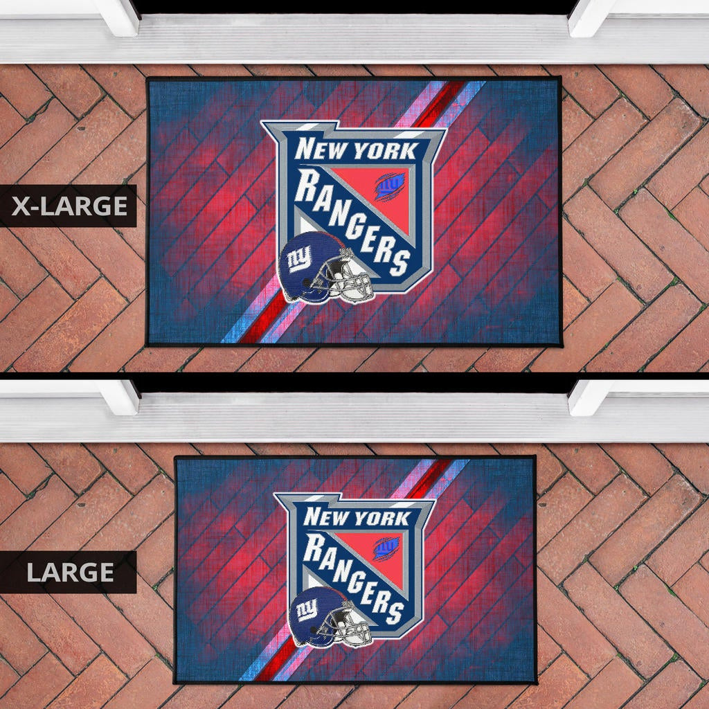 New York Giants American Football Team Door Mat NY Rangers Helmet Blue Red Background Door Mat Home Decor
