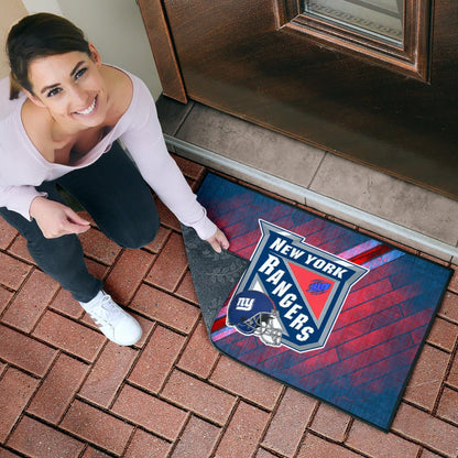 New York Giants American Football Team Door Mat NY Rangers Helmet Blue Red Background Door Mat Home Decor