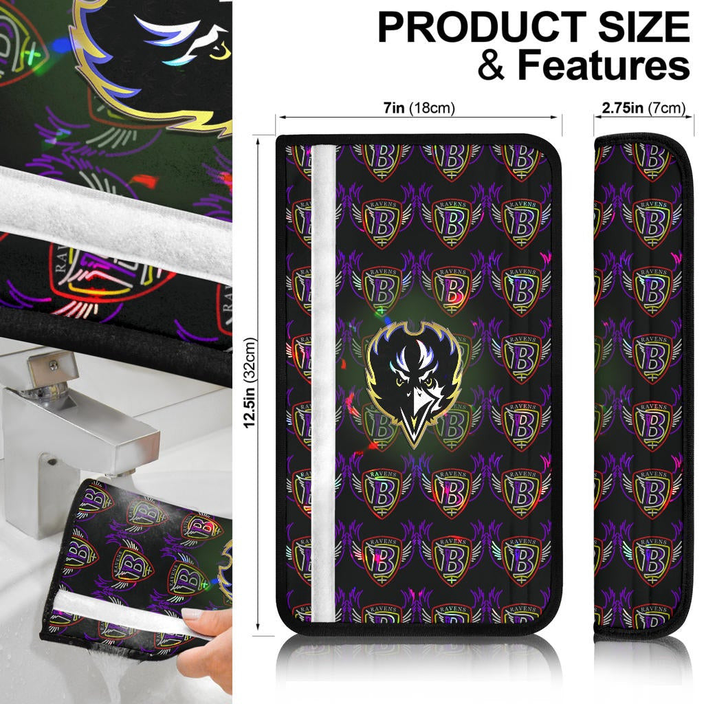 Baltimore Ravens American Football Team Seat Belt Covers Raven Head In Black Fire B Wings Patterns Belt Covers
