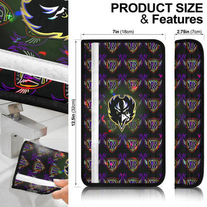 Baltimore Ravens American Football Team Seat Belt Covers Raven Head In Black Fire B Wings Patterns Belt Covers
