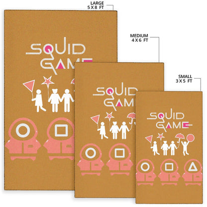 Squid Game Movie Area Rug Dalgona Challenge Round Square Triangle Umbrella Fat Squid Worker Rugs Home Decor