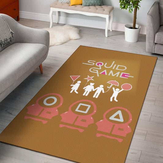 Squid Game Movie Area Rug Dalgona Challenge Round Square Triangle Umbrella Fat Squid Worker Rugs Home Decor