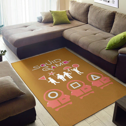 Squid Game Movie Area Rug Dalgona Challenge Round Square Triangle Umbrella Fat Squid Worker Rugs Home Decor