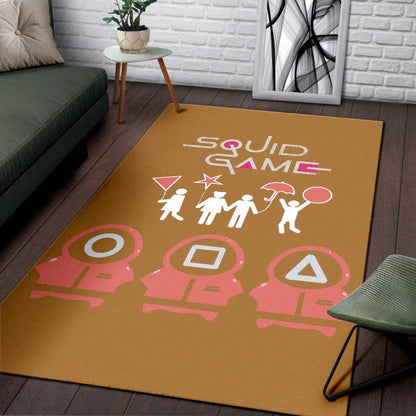 Squid Game Movie Area Rug Dalgona Challenge Round Square Triangle Umbrella Fat Squid Worker Rugs Home Decor