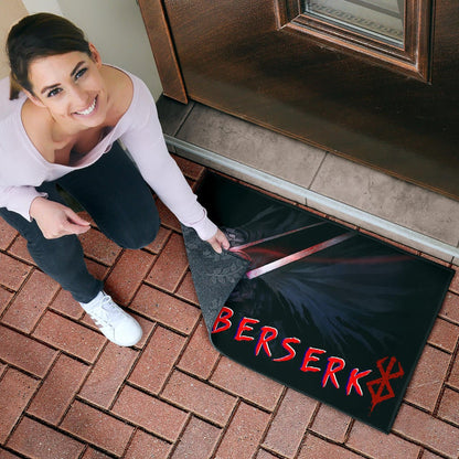 Berserk Anime Door Mat - Guts Armor Armadura With Sword Artwork Red Highlight Door Mat Home Decor