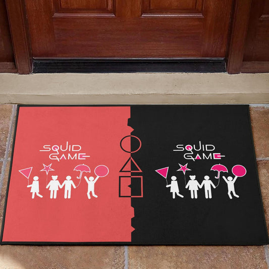 Squid Game Movie Door Mat - Dalgona Challenge Round Square Triangle Umbrella Door Mat Home Decor