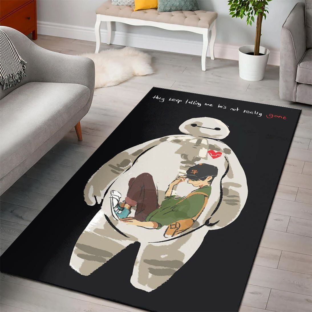 Disney Movies Rectangle Rug | Baymax Big Hero 6 Living Room Cartoon Floor Carpet