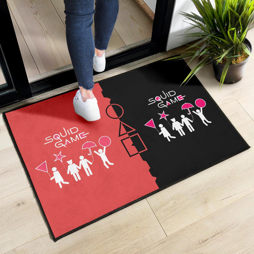 Squid Game Movie Door Mat - Dalgona Challenge Round Square Triangle Umbrella Door Mat Home Decor